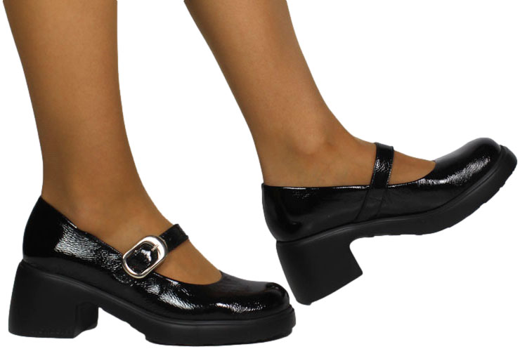 Czółenka Modne Wonders E-7122 Lak Negro Skóra Naturalna