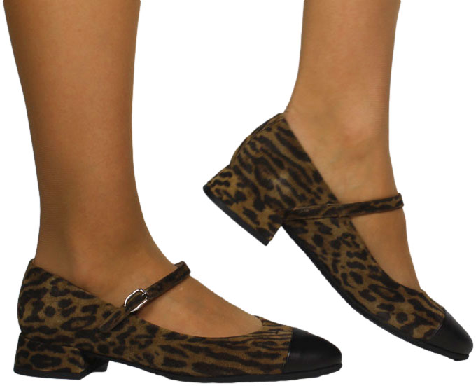 Czółenka Eleganckie  Wonders B-9710 Velvet Negro Skóra Naturalna