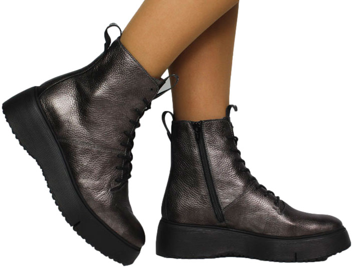 Trzewiki Wygodne Wonders A-9350 Elvin Plomo Skóra Naturalna