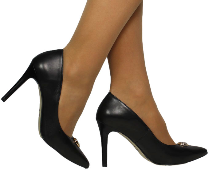 Szpilki Eleganckie Emis SK8505/010 Czarny Skóra Naturalna 