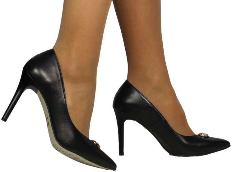 Szpilki Eleganckie Emis SK8505/010 Czarny Skóra Naturalna 