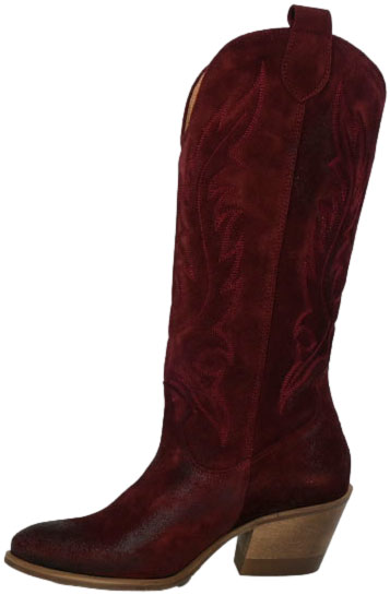 Kowbojki Stylowe Exquisite 1659 Bordo Welur Skóra Naturalna