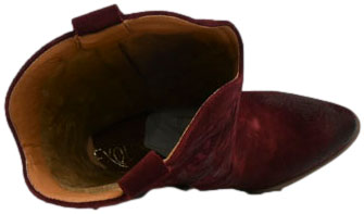 Kowbojki Stylowe Exquisite 1659 Bordo Welur Skóra Naturalna