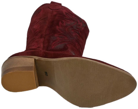Kowbojki Stylowe Exquisite 1659 Bordo Welur Skóra Naturalna