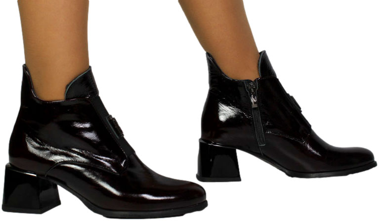 Botki Eleganckie Lemar 60560 Naplak Bordo cn Skóra Naturalna