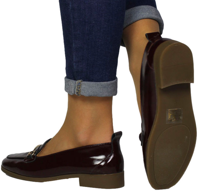 Mokasyny Stylowe Venezia V467-01627-04B Bordo Skóra Naturalna