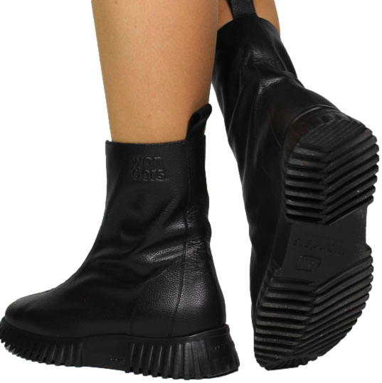 Botki Wygodne Wonders A-4403 Wild Negro Skóra Naturalna