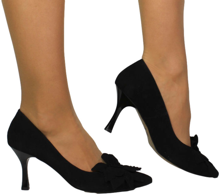 Szpilki Eleganckie Emis Z8260/960 Czarny  Skóra Naturalna