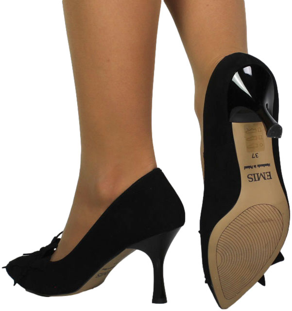 Szpilki Eleganckie Emis Z8260/960 Czarny  Skóra Naturalna