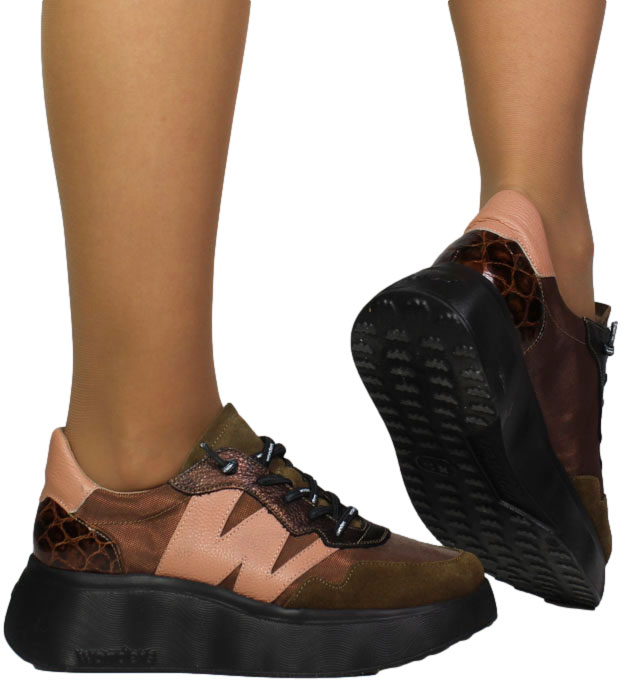 Sneakersy Damskie Wonders A-3631 Trend Conac Nylon Met Bronce