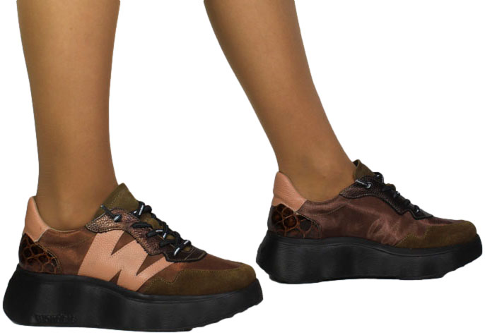 Sneakersy Damskie Wonders A-3631 Trend Conac Nylon Met Bronce