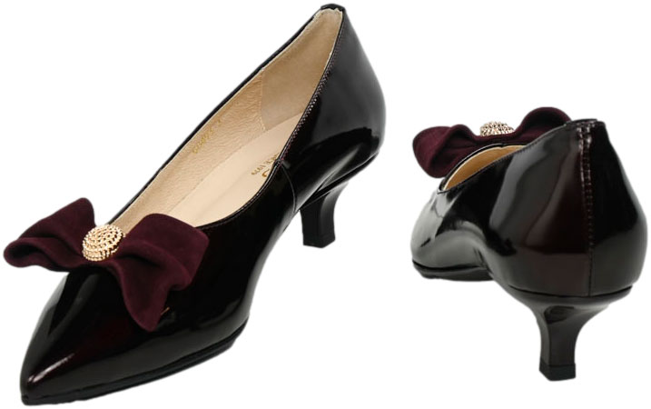 Szpilki Eleganckie Emis SLZ8493/F228 Burgund Skóra Naturalna 