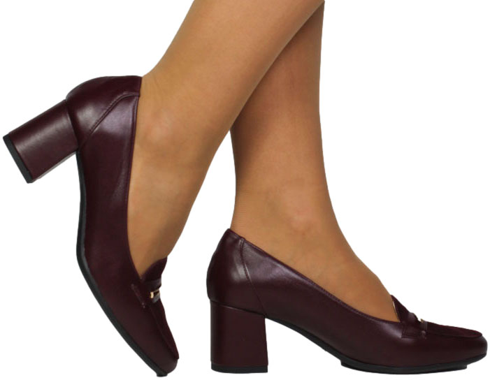 Czółenka Wygodne Emis SZ8477/F032o Burgund Skóra Naturalna 