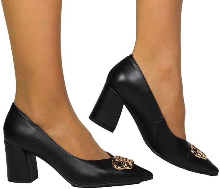 Czółenka Eleganckie Emis SK8325/F068o Czarny Skóra Naturalna 