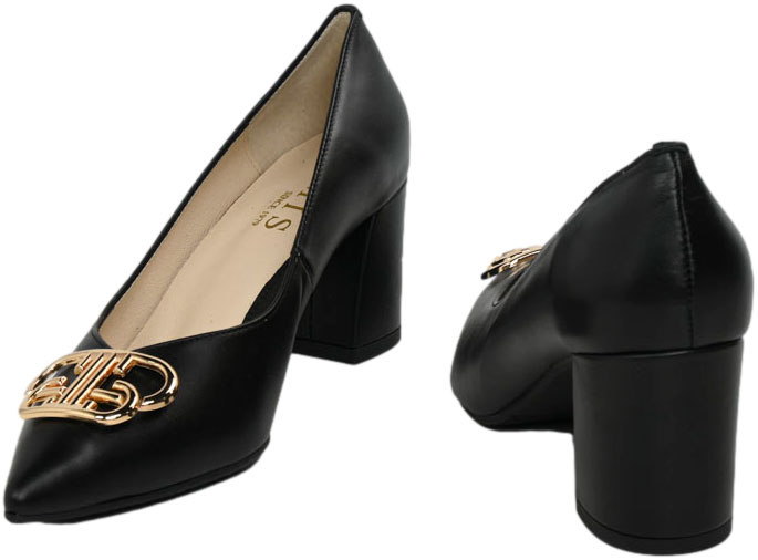 Czółenka Eleganckie Emis SK8325/F068o Czarny Skóra Naturalna 