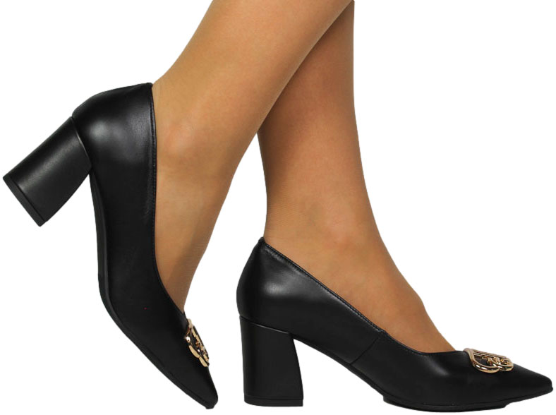 Czółenka Eleganckie Emis SK8325/F068o Czarny Skóra Naturalna 