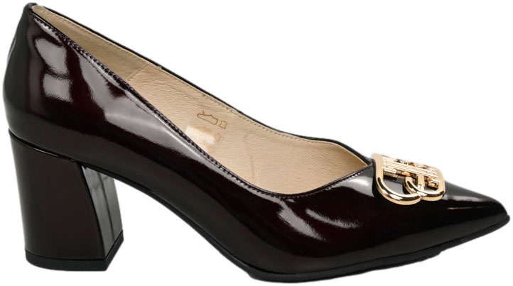 Czółenka Eleganckie Emis SK8325/F068o Burgund Skóra Naturalna 