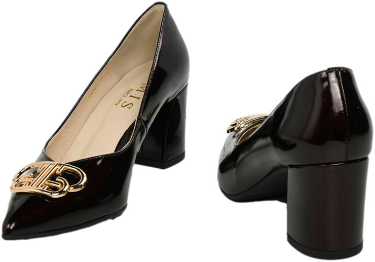 Czółenka Eleganckie Emis SK8325/F068o Burgund Skóra Naturalna 