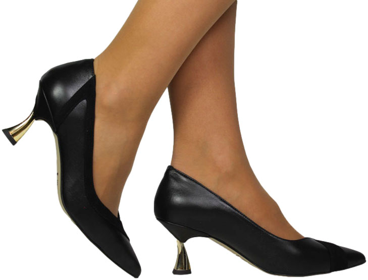 Szpilki Eleganckie Emis SZ8134/082o Czarny Skóra Naturalna