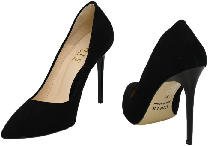Szpilki Eleganckie Emis Z6684/447 Czarny Skóra Naturalna 