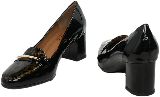 Czółenka Wygodne Emis SZ8477/F032 Czarny 734 Skóra Naturalna 