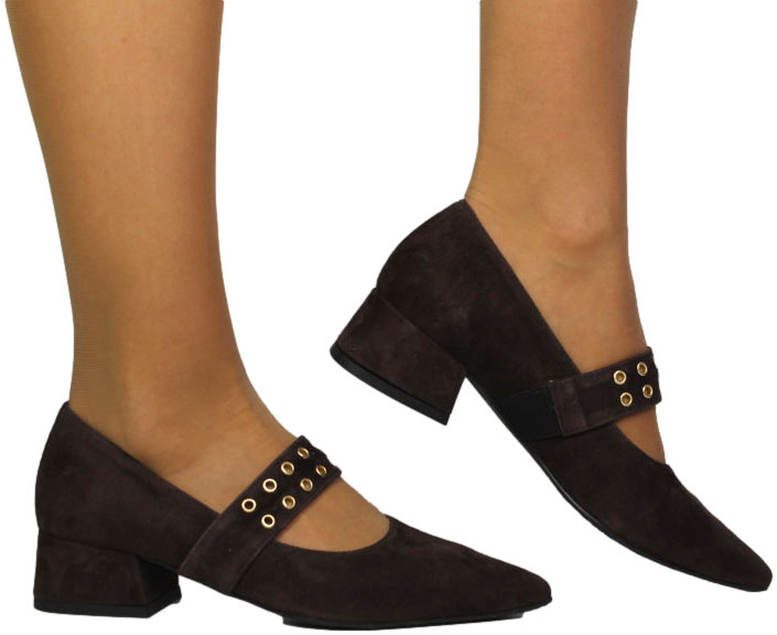 Czółenka Stylowe Emis Z8510/F956o Brąz  Skóra Naturalna 