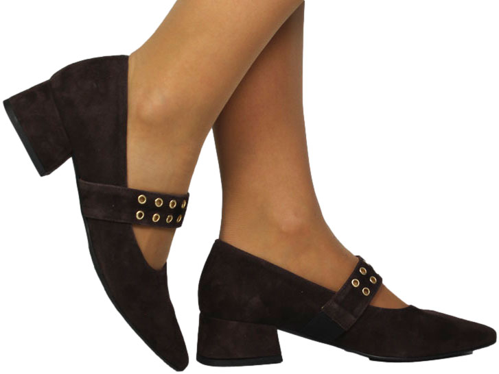 Czółenka Stylowe Emis Z8510/F956o Brąz  Skóra Naturalna 