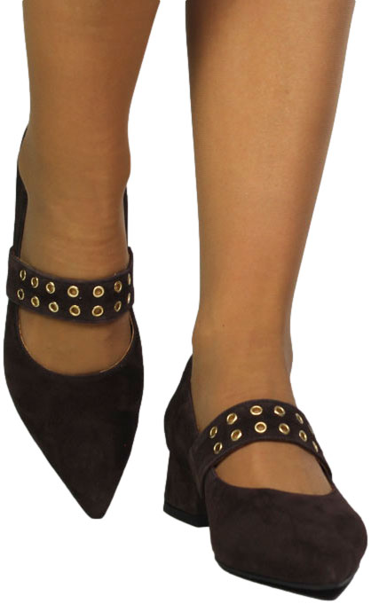 Czółenka Stylowe Emis Z8510/F956o Brąz  Skóra Naturalna 