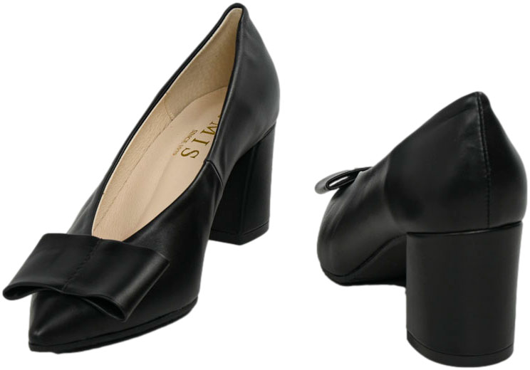 Czółenka Wygodne Emis SK8492/F068 Czarny Skóra Naturalna 