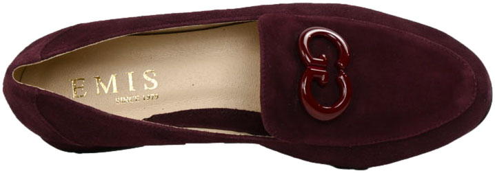 Mokasyny Stylowe Emis Z8484/F009 Burgund Skóra Naturalna 