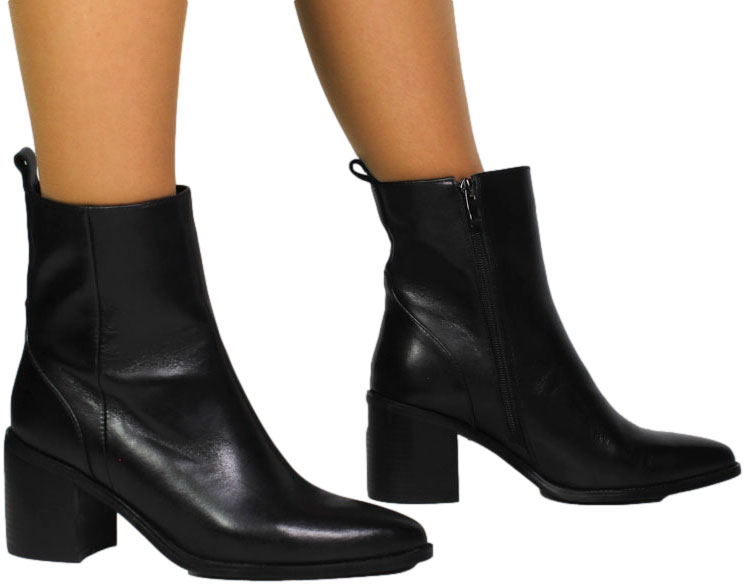 Botki Wygodne Venezia V439-00778-01 Czarne Skóra naturalna