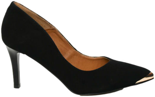 Szpilki Stylowe  Prestige 2241/SZP K-Zamsz Czarny Skóra Naturalna