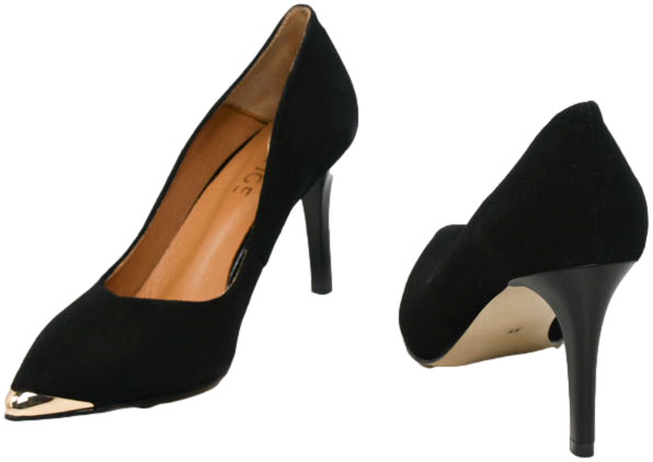 Szpilki Stylowe  Prestige 2241/SZP K-Zamsz Czarny Skóra Naturalna