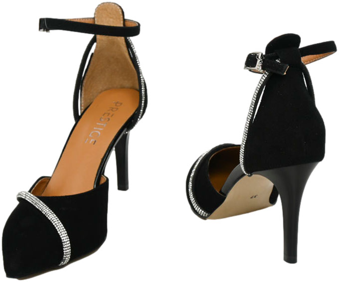 Czółenka Eleganckie Prestige 2243/SZP K-Zamsz  Skóra Naturalna TN