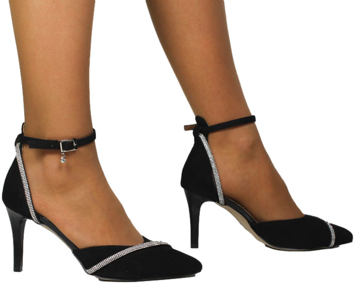 Czółenka Eleganckie Prestige 2243/SZP K-Zamsz  Skóra Naturalna TN