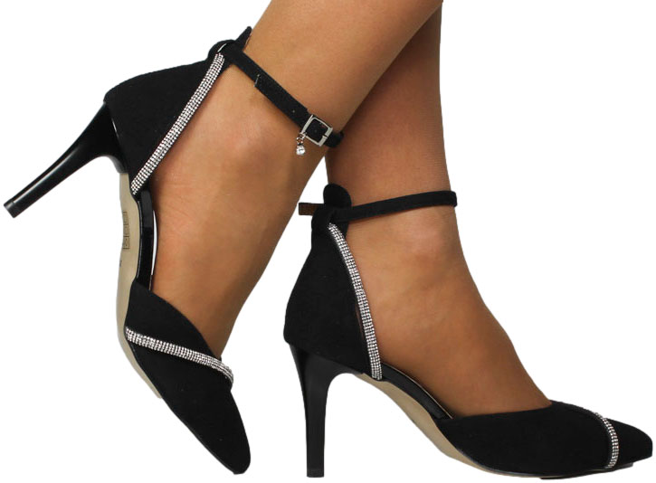 Czółenka Eleganckie Prestige 2243/SZP K-Zamsz  Skóra Naturalna TN