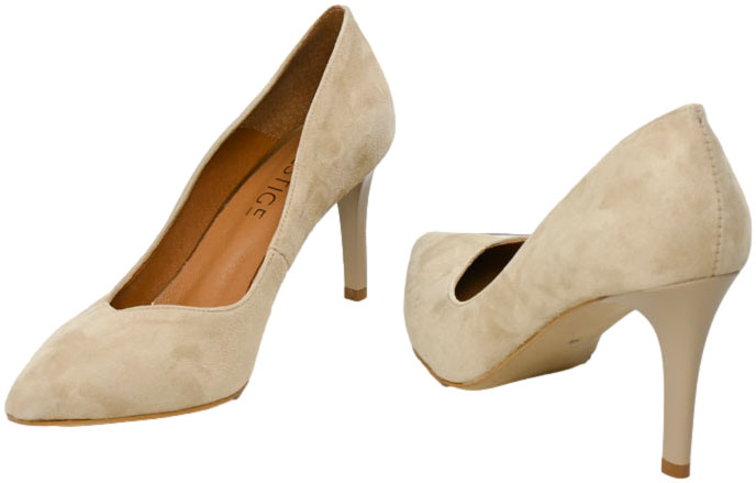 Szpilki Eleganckie Prestige 2106/SZP Naturalny Zamsz