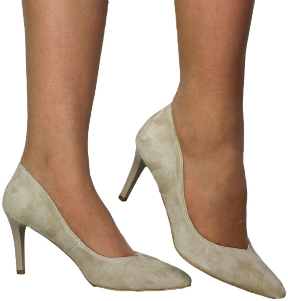 Szpilki Eleganckie Prestige 2106/SZP Naturalny Zamsz