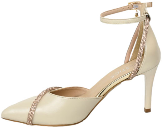 Czółenka Eleganckie Prestige 2243/SZP B-Perła/Zło. Skóra Naturalna TN