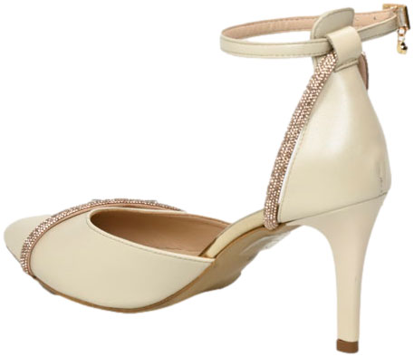 Czółenka Eleganckie Prestige 2243/SZP B-Perła/Zło. Skóra Naturalna TN