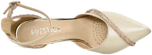 Czółenka Eleganckie Prestige 2243/SZP B-Perła/Zło. Skóra Naturalna TN