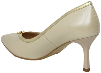 Szpilki Eleganckie Prestige 2262/SZP Beż Perła Zł.Lico Skóra Naturalna