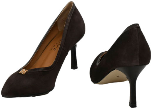 Szpilki Eleganckie Prestige 2262/SZP Brąz Zamsz Brąz Lico Skóra Naturalna