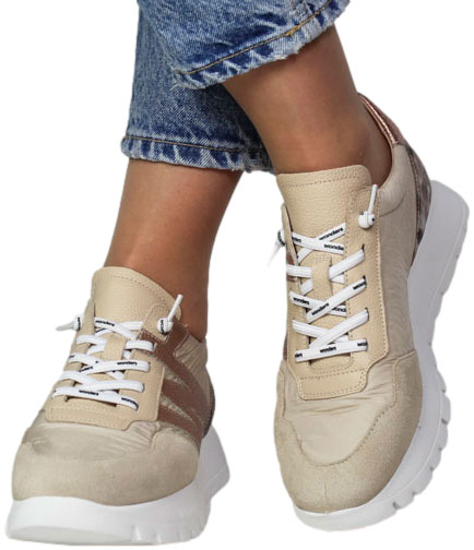 Sneakersy Wonders A-24100 Trend V Beige Nylon Fog Taupe