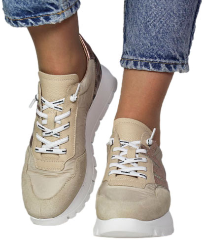 Sneakersy Wonders A-24100 Trend V Beige Nylon Fog Taupe