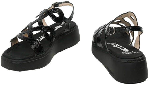 Sandały Wonders A-4503 Lack.v Negro