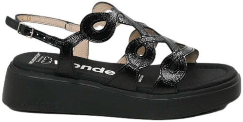 Sandały Wonders A-4503 Lack.v Negro