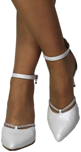 Czółenka Eleganckie Prestige 2228/SZP BIały Perła Skóra Naturalna