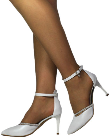 Czółenka Eleganckie Prestige 2228/SZP BIały Perła Skóra Naturalna