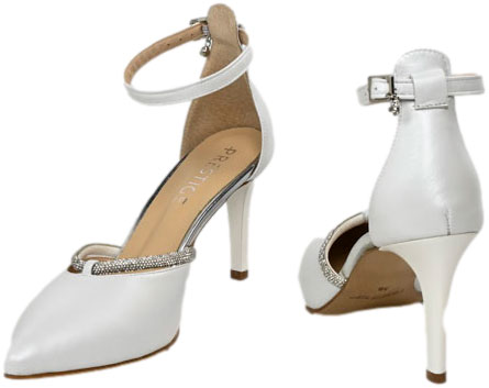 Czółenka Eleganckie Prestige 2228/SZP BIały Perła Skóra Naturalna